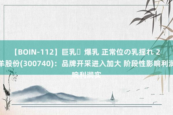 【BOIN-112】巨乳・爆乳 正常位の乳揺れ 2 水羊股份(300740)：品牌开采进入加大 阶段性影响利润实