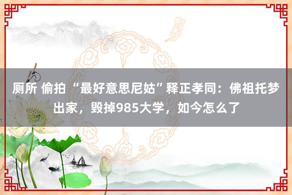 厕所 偷拍 “最好意思尼姑”释正孝同:佛祖托梦出家,毁掉985大学,如今怎么了