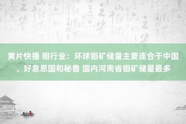 黄片快播 钼行业：环球钼矿储量主要连合于中国、好意思国和秘鲁 国内河南省钼矿储量最多